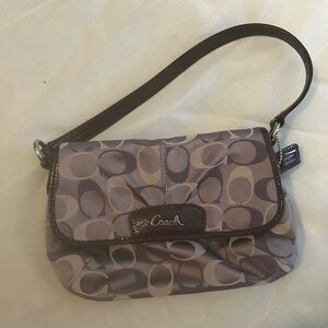 Coach Small Signature Shoulder Bag in Lavender and Dark Violet Trim